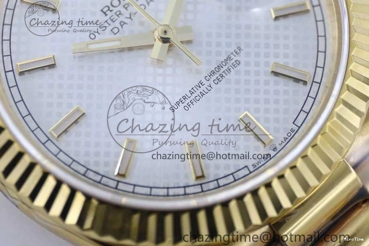 MiroTime 0121 Day Date 40mm YG 904L Steel TWF 1:1 Best Edition White Dial on YG Bracelet A FreshLook 2368